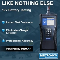 Midtronics Handheld Battery Tester With Printer, Mdx-Ai Powered, Fast & Accurate Diagnostics For 6V/12V (MVT-200P)