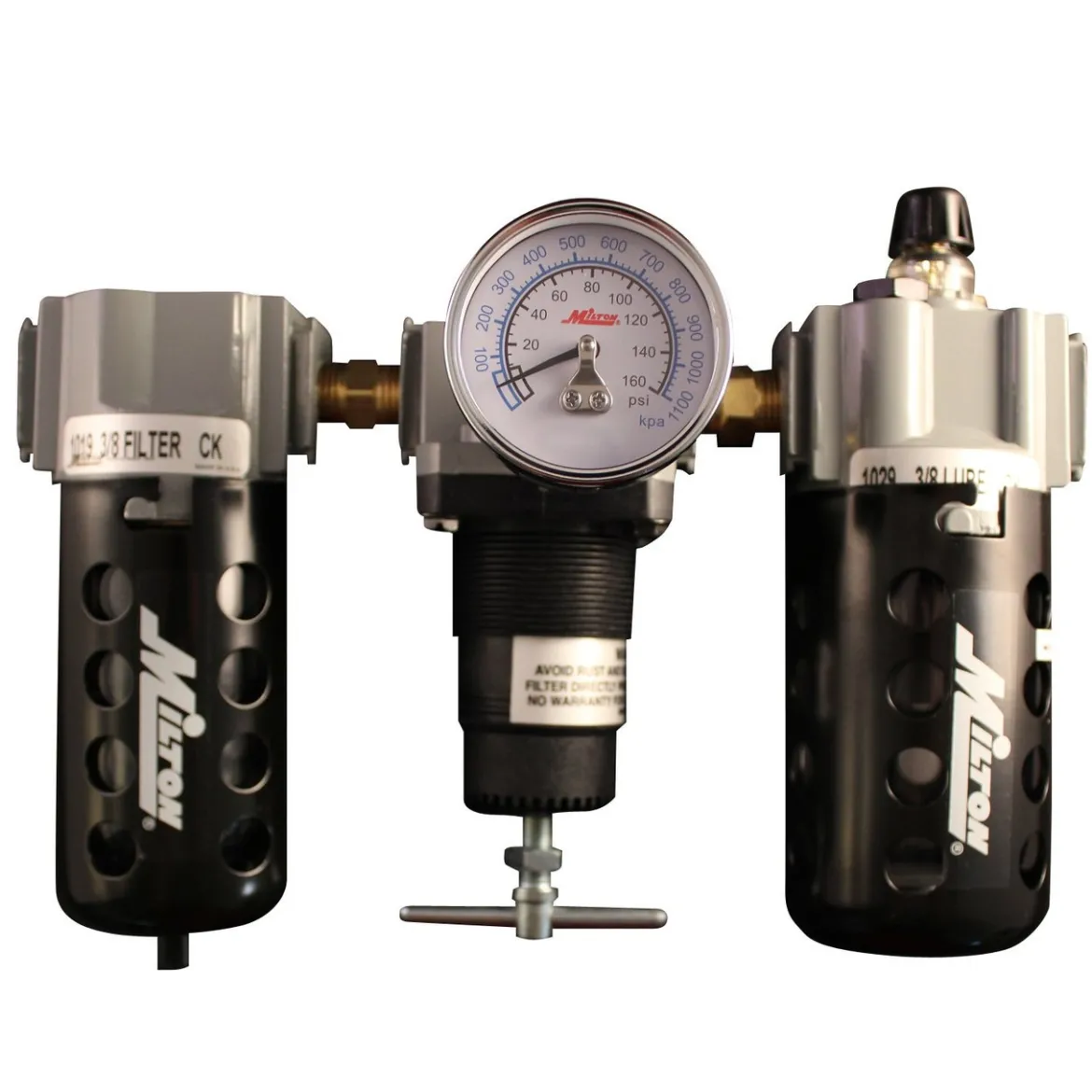 Milton 1101 3/8" Filter Regulator and Lubricator Trio