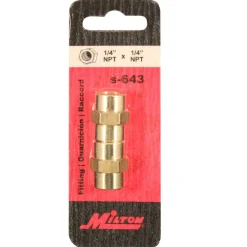 Milton S643 1/4" FNPT Hex Coupling Hose Fitting - Pack of 2