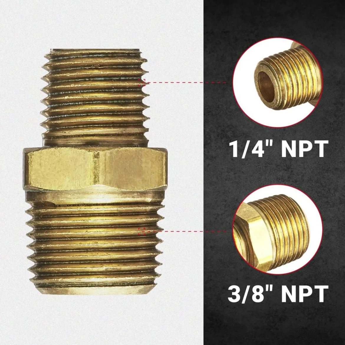 Milton S646-1 3/8" MNPT x1/4" MNPT Hex Nipple Hose Fitting