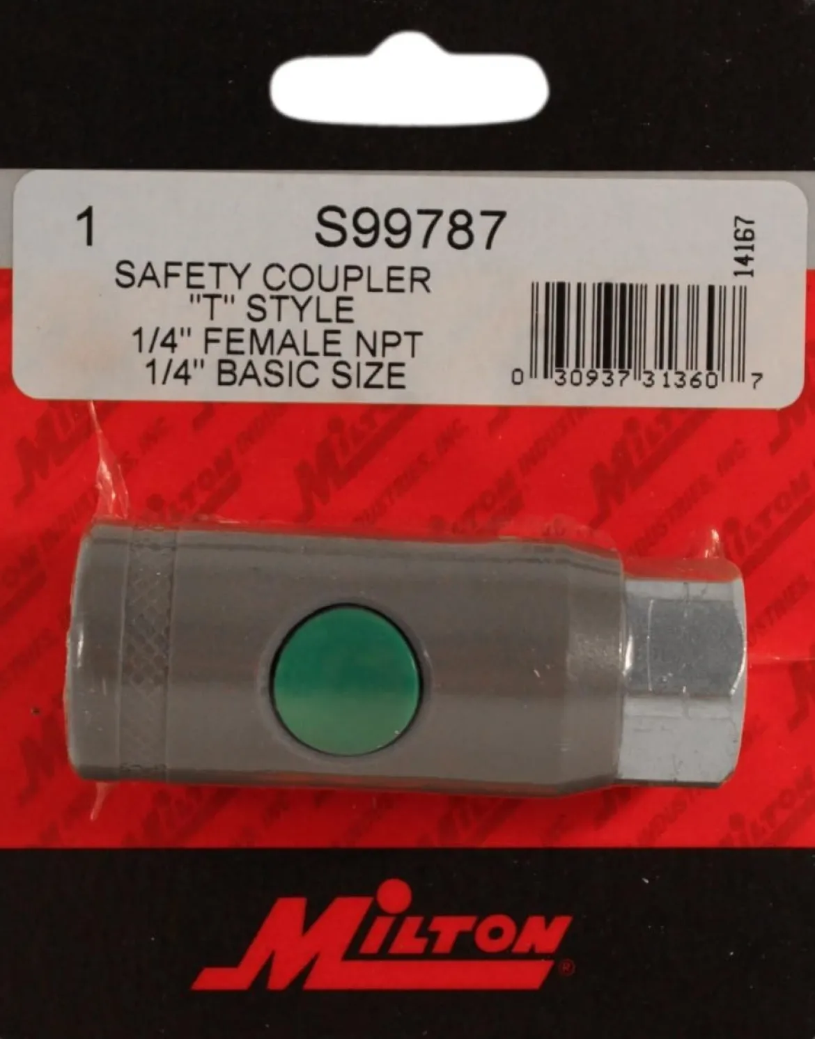 Milton S-99787 1/4" NPT female, "T" Style Safety Coupler