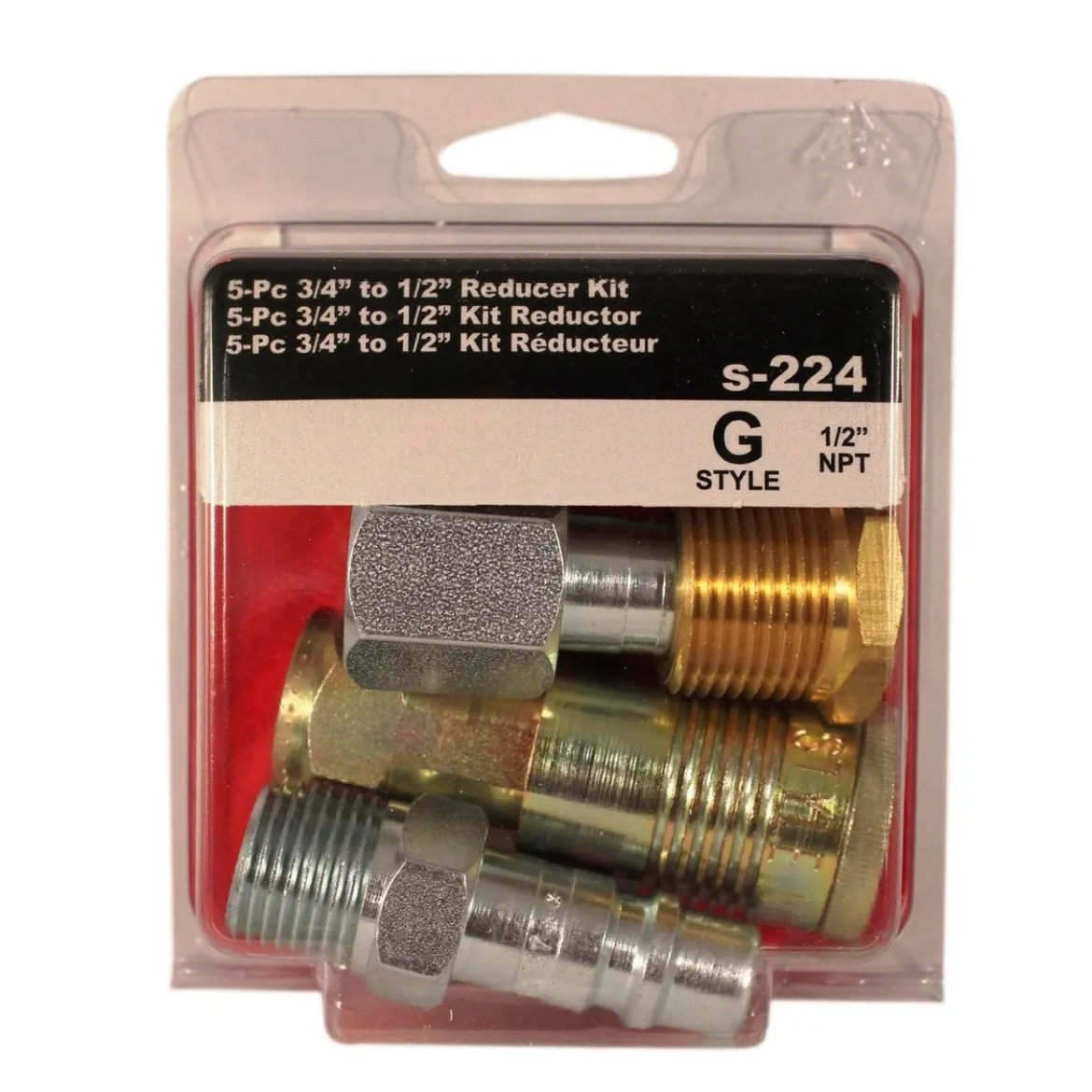 Milton S224 G-Style Coupler, Plug and Air hose Reducer Bushing Kit 5 Pieces