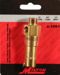 Milton S1091 Tank Check Valve 1/2" NPT, 3/8"M Comp.