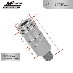 Milton S-744 Universal Quick-Connect Coupler, 1/4