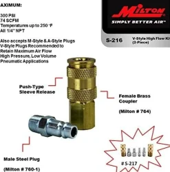Milton S216 V STYLE HI FLOW COUPLER & PLUG