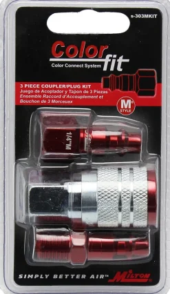 Milton S303MKIT ColorFit Coupler & Plug Kit - (M-Style, Red) - 1/4