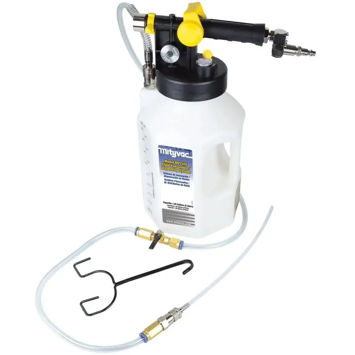 Mityvac Fluid Extractor Dispenser for Evacuating, Topping-Off, Refilling Reservoirs or Bleeding Hydraulic Brake/Clutch, 1.2 Gal (MV7105)