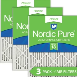 Nordic Pure 24x24x1 (23_3/8x23_3/8) Pleated MERV 13 Air Filters 3 Pack (24x24x1M13-3)
