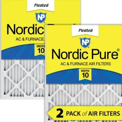 Nordic Pure 25x25x1 (24_1/2x24_1/2) Pleated MERV 10 Air Filters 2 Pack (25x25x1M10-2)