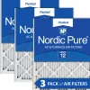 Nordic Pure 25x25x1 (24_1/2x24_1/2) Pleated MERV 12 Air Filters 3 Pack (25x25x1M12-3)