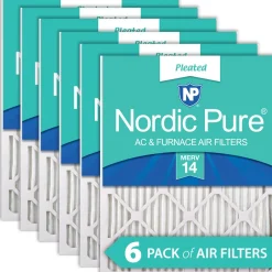 Nordic Pure 25x25x1 (24_1/2x24_1/2) Pleated MERV 14 Air Filters 6 Pack (25x25x1M14-6)