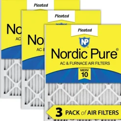Nordic Pure 25x25x1 (24_1/2x24_1/2) Pleated MERV 10 Air Filters 3 Pack (25x25x1M10-3)