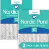 Nordic Pure 25x25x1 (24_1/2x24_1/2) Pleated MERV 14 Air Filters 2 Pack (25x25x1M14-2)