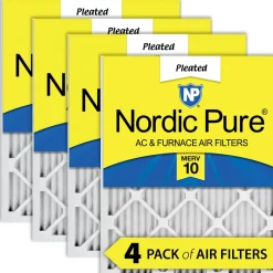Nordic Pure 25x25x1 (24_1/2x24_1/2) Pleated MERV 10 Air Filters 4 Pack (25x25x1M10-4)