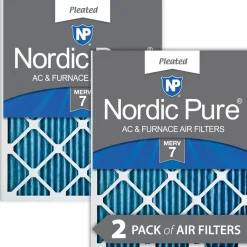 Nordic Pure 25x25x1 (24_1/2x24_1/2) Pleated MERV 7 Air Filters 2 Pack (25x25x1M7-2)