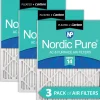 Nordic Pure 24x24x1 (23_3/8x23_3/8) Pleated Air Filters MERV 14 Plus Carbon 3 Pack (24x24x1M14+C-3)