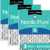 Nordic Pure 24x30x2 Pleated Air Filters MERV 14 Plus Carbon 3 Pack (24x30x2M14+C-3)