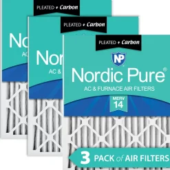 Nordic Pure 24x30x2 Pleated Air Filters MERV 14 Plus Carbon 3 Pack (24x30x2M14+C-3)