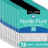 Nordic Pure 8x20x1 Pleated Air Filters MERV 14 Plus Carbon 12 Pack (8x20x1M14+C-12)