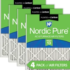 Nordic Pure 24x30x1 Pleated Air Filters MERV 13 Plus Carbon 4 Pack (24x30x1M13+C-4)