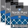 Nordic Pure 24x24x2 Pleated Air Filters MERV 7 Plus Carbon 3 Pack (24x24x2M7+C-3)