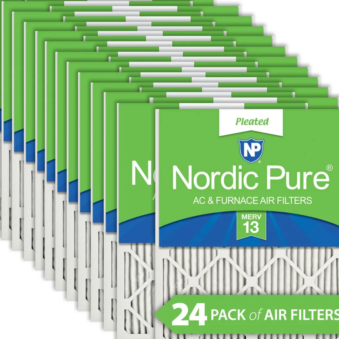 Nordic Pure 8x20x1 Pleated MERV 13 Air Filters 24 Pack (8x20x1M13-24)
