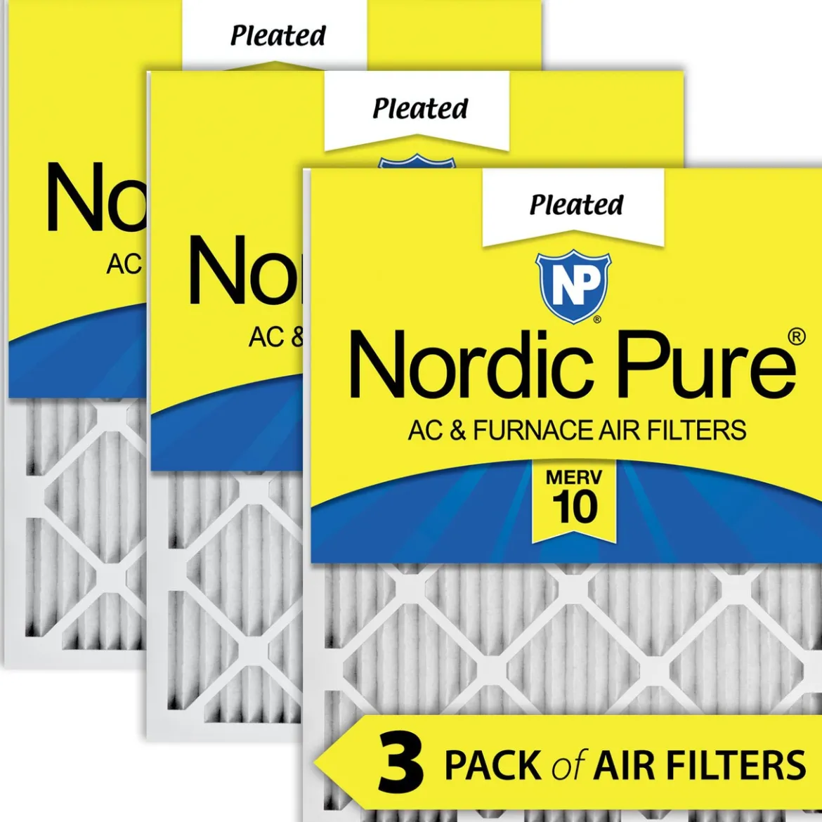 Nordic Pure 24x30x1 Pleated MERV 10 Air Filters 3 Pack (24x30x1M10-3)