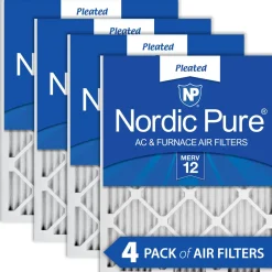 Nordic Pure 8x20x1 Pleated MERV 12 Air Filters 4 Pack (8x20x1M12-4)