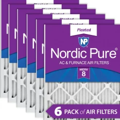 Nordic Pure 24x30x1 Pleated MERV 8 Air Filters 6 Pack (24x30x1M8-6)