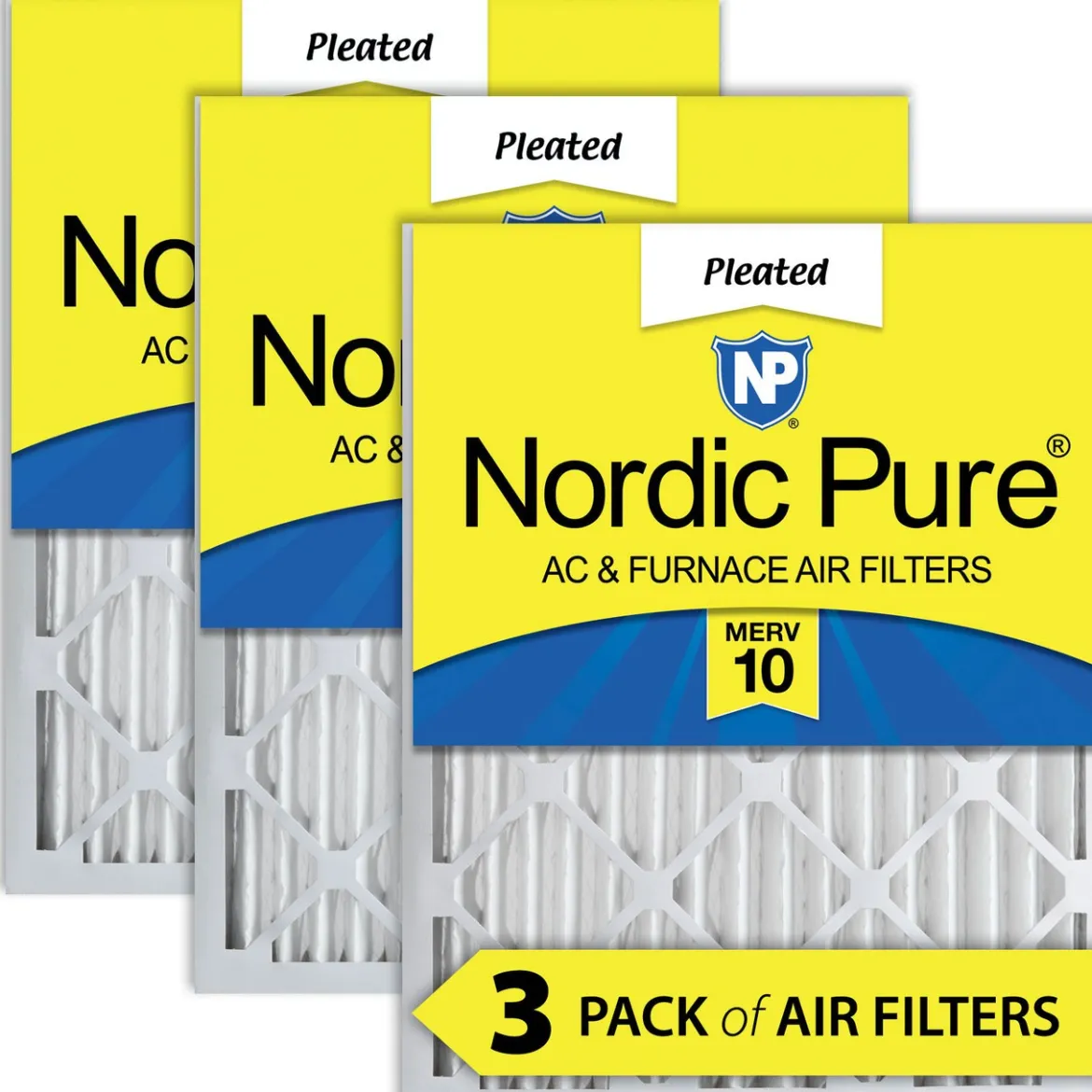 Nordic Pure 24x30x2 Pleated MERV 10 Air Filters 3 Pack (24x30x2M10-3)