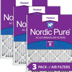 Nordic Pure 8x20x1 Pleated MERV 8 Air Filters 3 Pack (8x20x1M8-3)