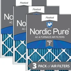 Nordic Pure 8x20x1 Pleated MERV 7 Air Filters 3 Pack (8x20x1M7-3)