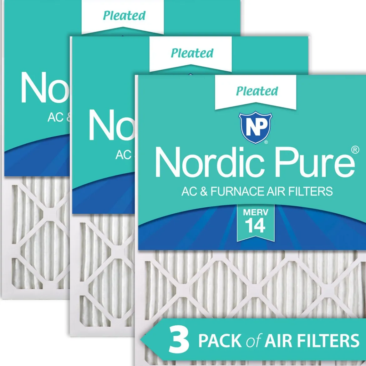 Nordic Pure 24x30x1 Pleated MERV 14 Air Filters 3 Pack (24x30x1M14-3)