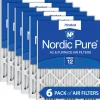 Nordic Pure 24x30x1 Pleated MERV 12 Air Filters 6 Pack (24x30x1M12-6)