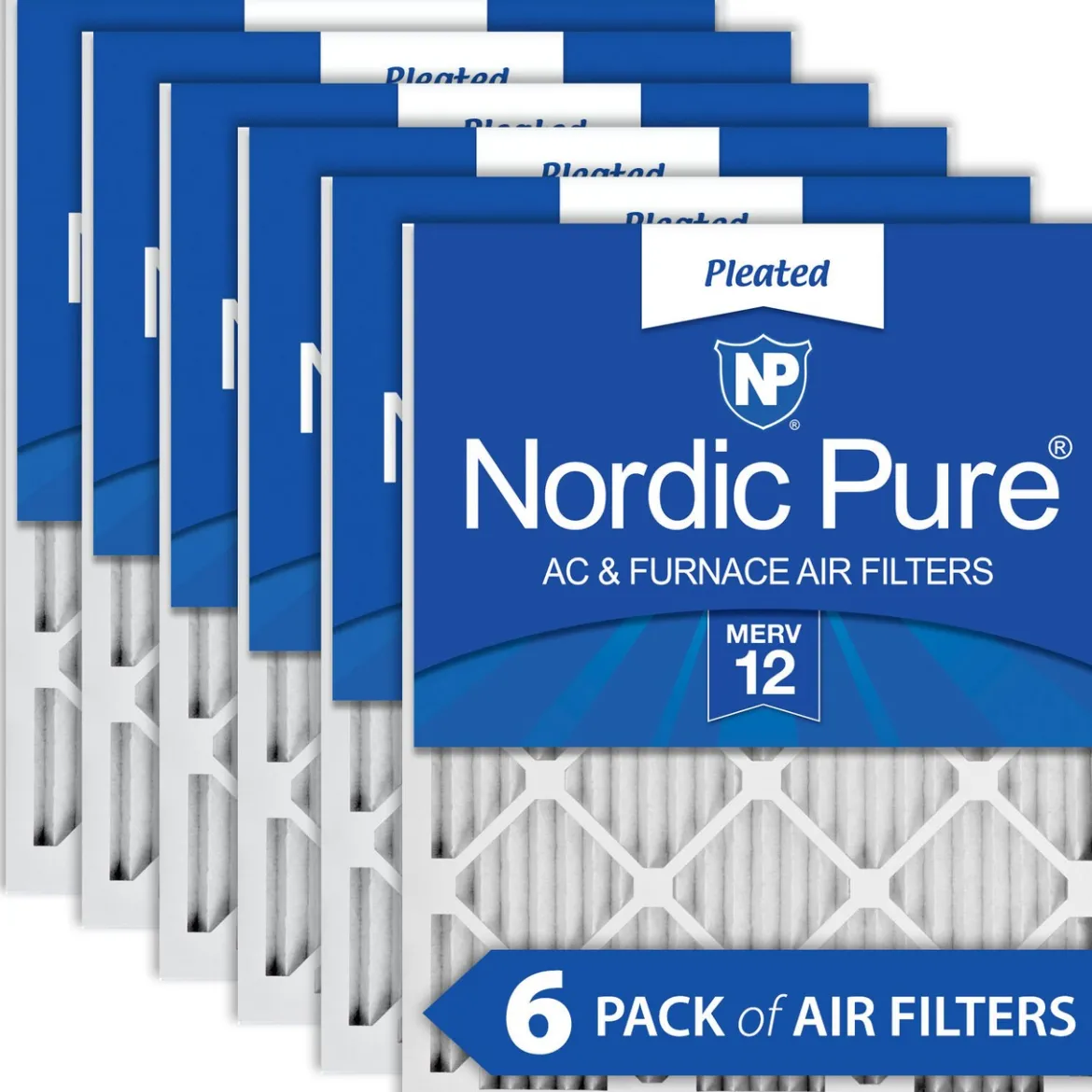 Nordic Pure 24x30x1 Pleated MERV 12 Air Filters 6 Pack (24x30x1M12-6)