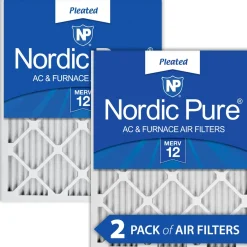 Nordic Pure 24x30x1 Pleated MERV 12 Air Filters 2 Pack (24x30x1M12-2)