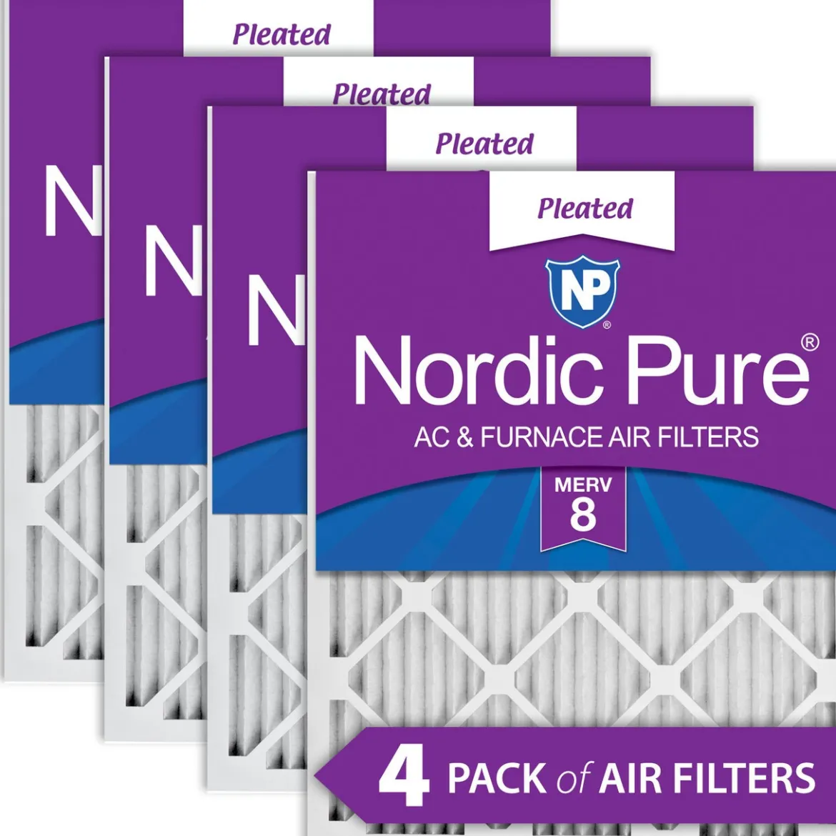 Nordic Pure 24x30x1 Pleated MERV 8 Air Filters 4 Pack (24x30x1M8-4)