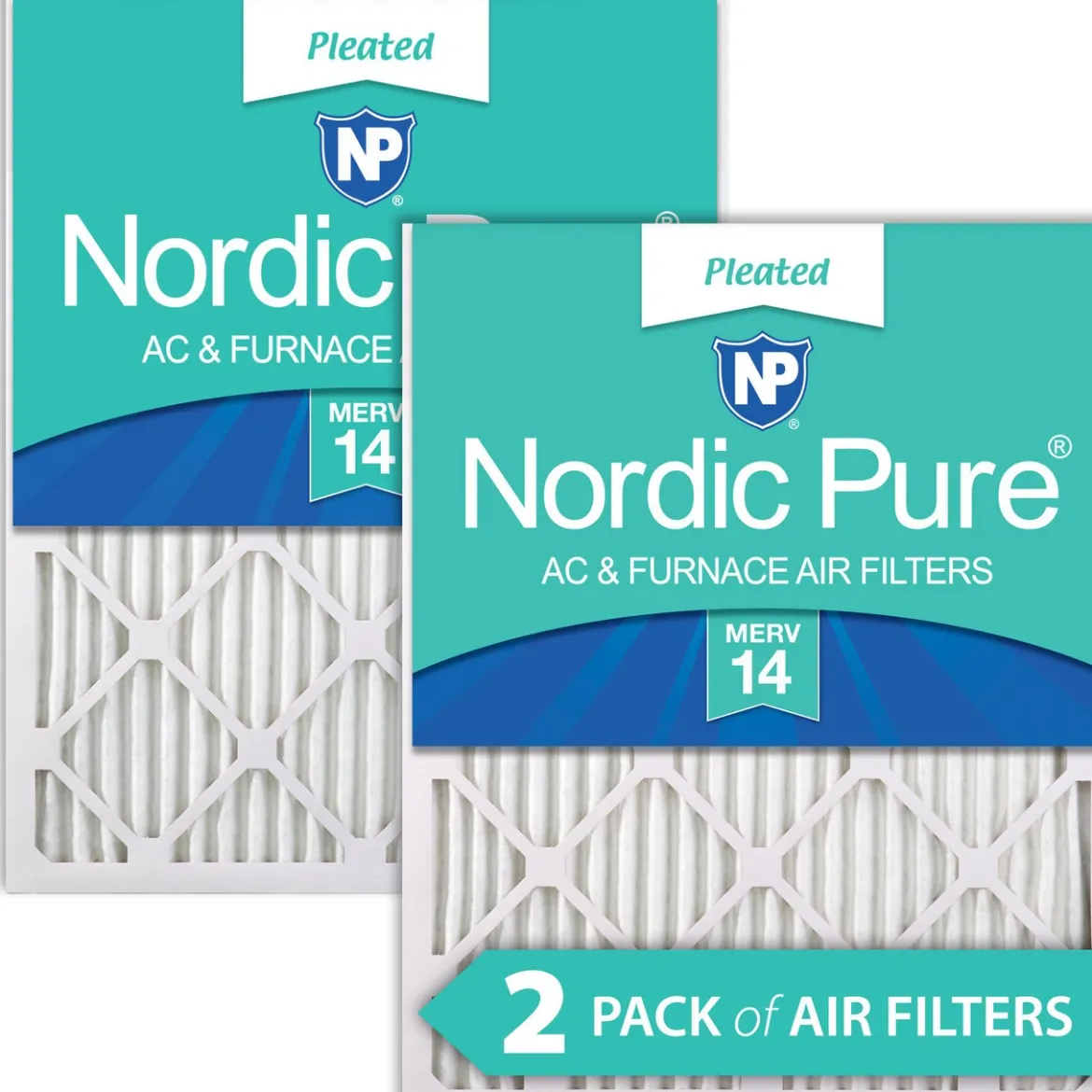 Nordic Pure 24x30x1 Pleated MERV 14 Air Filters 2 Pack (24x30x1M14-2)