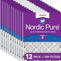 Nordic Pure 8x20x1 Pleated MERV 8 Air Filters 12 Pack (8x20x1M8-12)