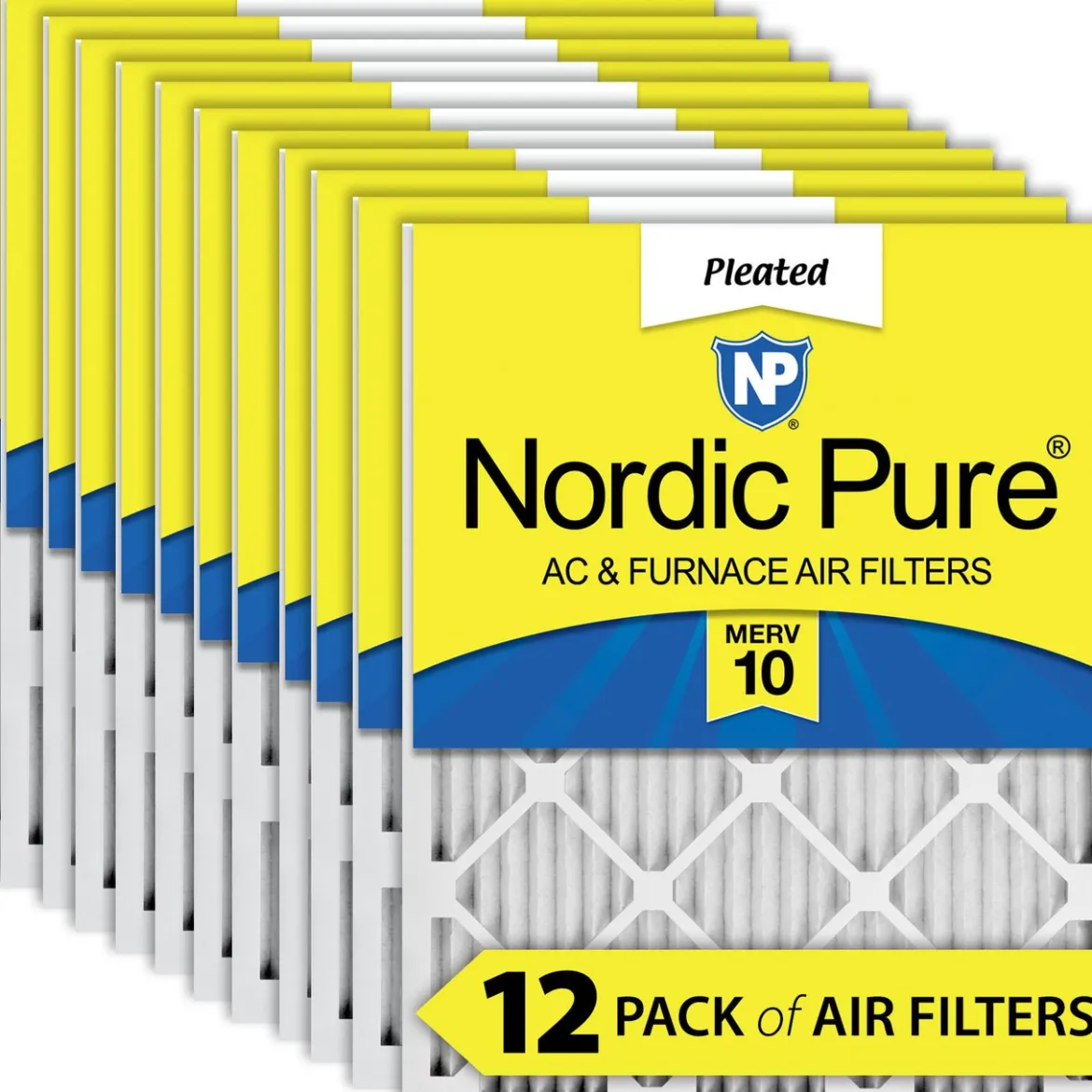 Nordic Pure 8x20x1 Pleated MERV 10 Air Filters 12 Pack (8x20x1M10-12)