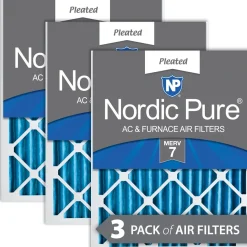 Nordic Pure 25x25x2 Pleated MERV 7 Air Filters 3 Pack (25x25x2M7-3)