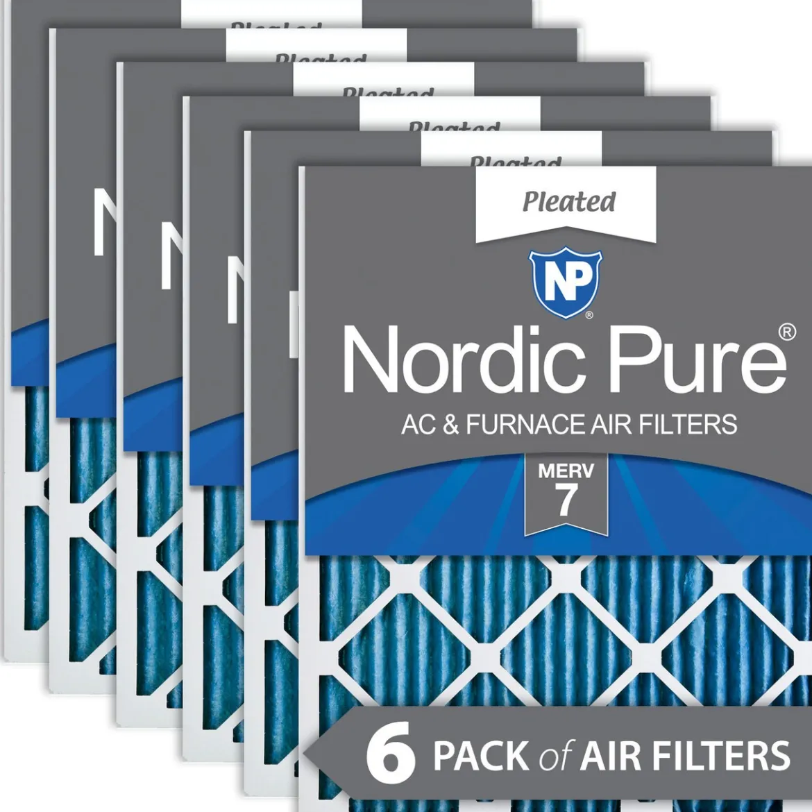 Nordic Pure 24x30x1 Pleated MERV 7 Air Filters 6 Pack (24x30x1M7-6)