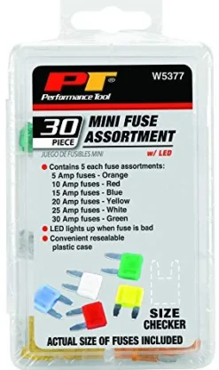 Performance Tool W5377 Mini Fuse Assortment, 30-Piece