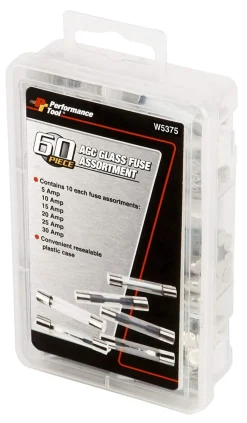 Performance Tool W5375 60pc AGC Glass Fuse Assortment