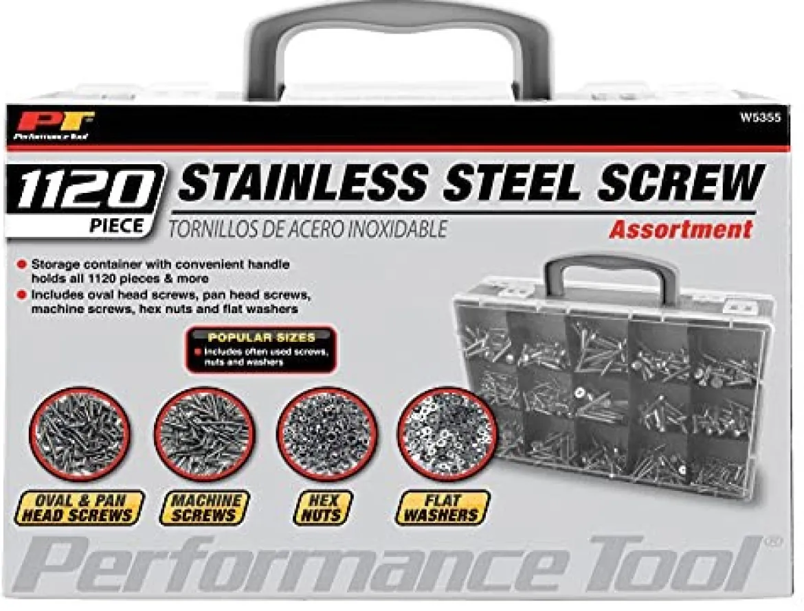 Performance Tool W5355 1,120pc Hardware Assortment (Pan Heads, Oval Head)