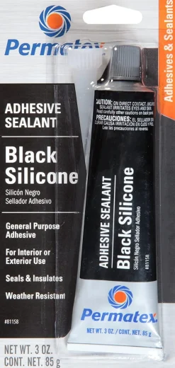 Permatex Black Silicone Adhesive Sealant Waterproof 3 oz (81158)