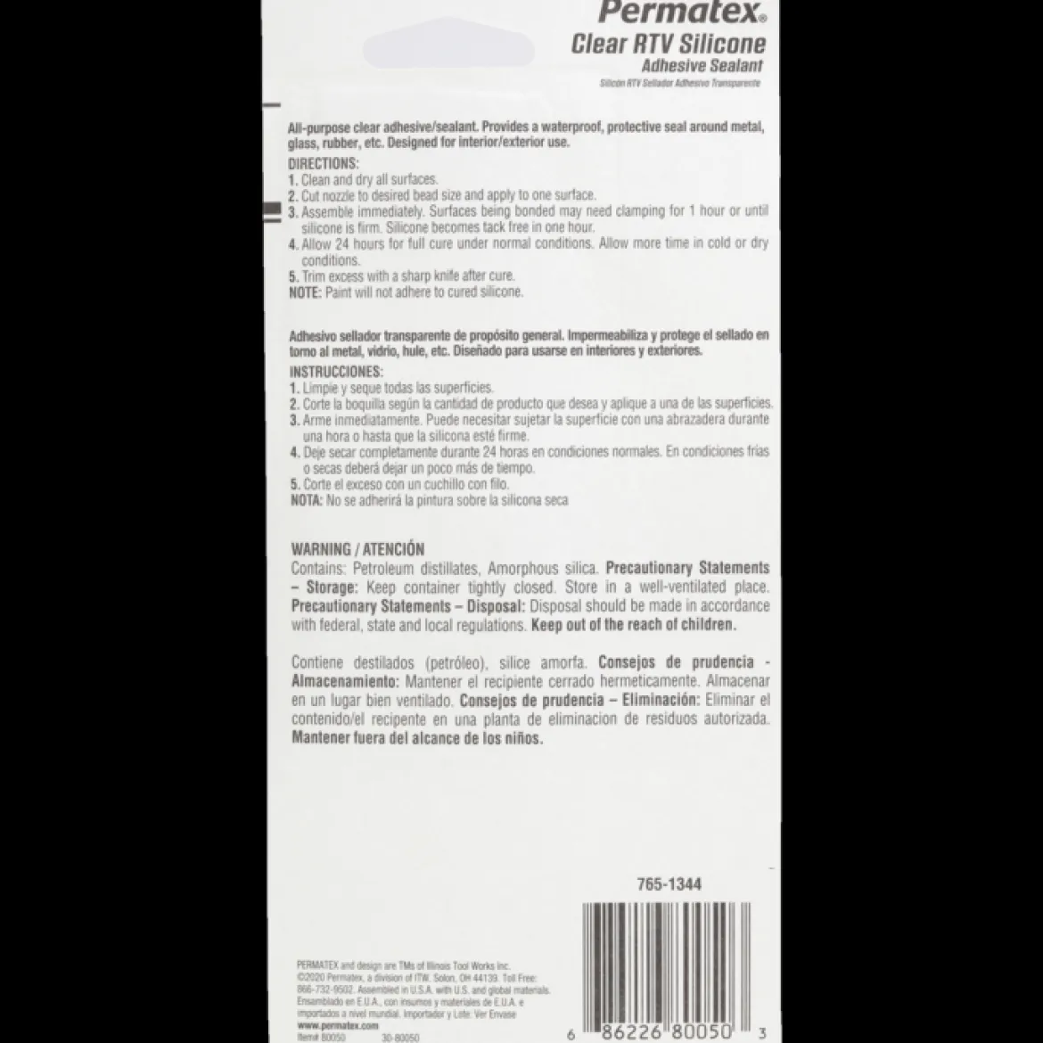 Permatex Clear RTV Silicone Adhesive Sealant General-Purpose 3 oz (80050)