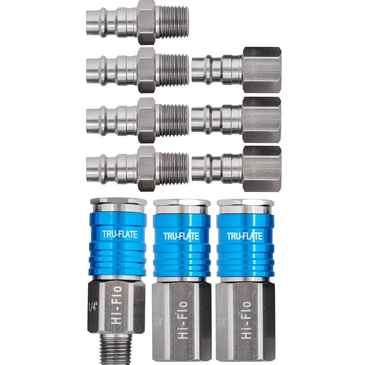 Plews 1/4" Body, T6 Aluminum 'Hi Flo' Plug And Coupler Set, 10 Piece (13-907)