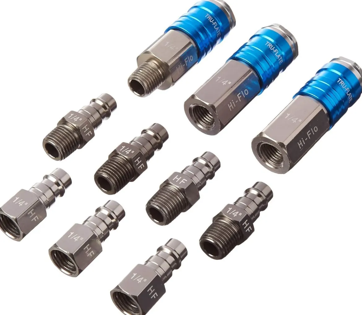 Plews 1/4" Body, T6 Aluminum 'Hi Flo' Plug And Coupler Set, 10 Piece (13-907)