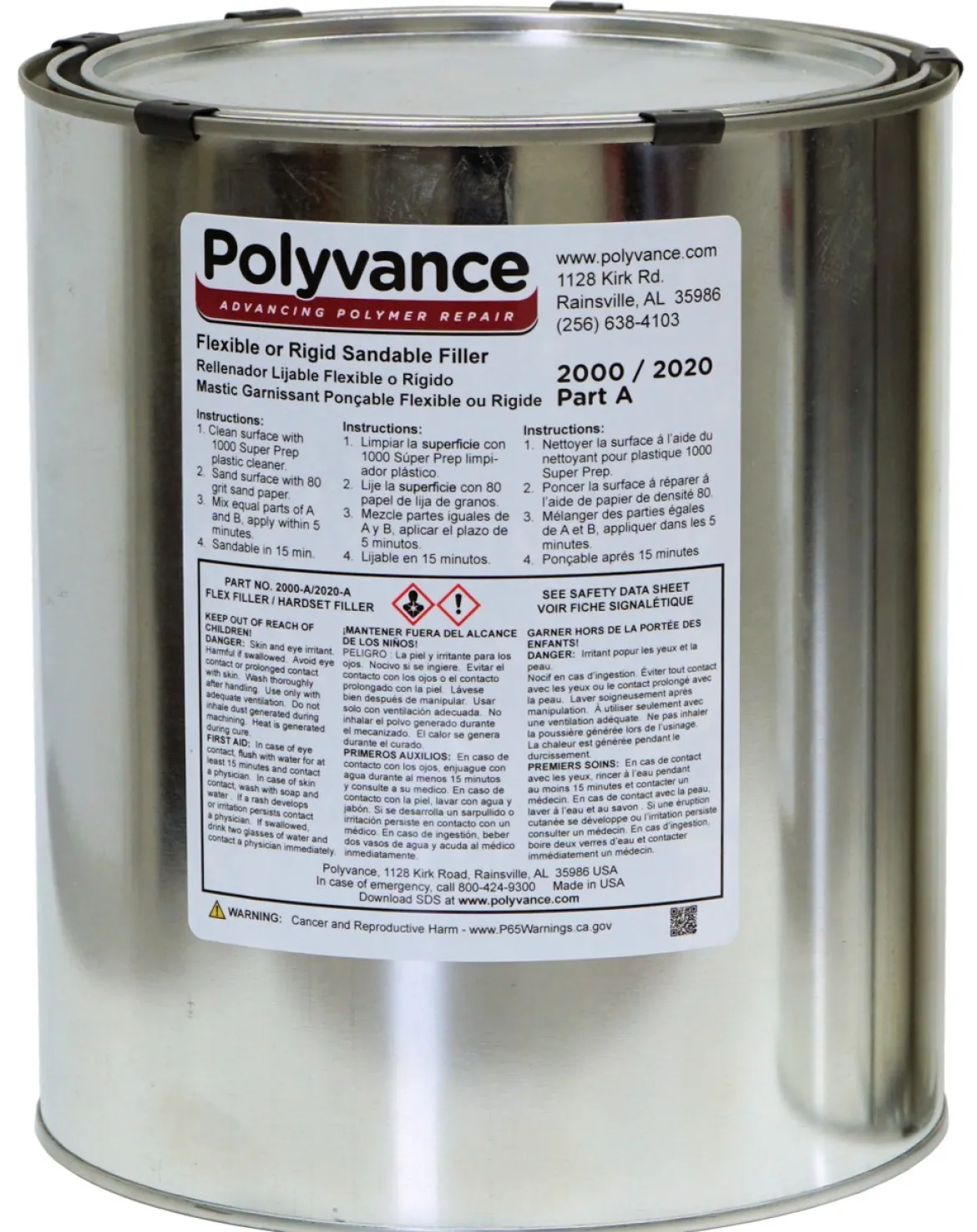 Polyvance Epoxy Hardener For Flex Filler And Hardset Filler, 1 Gallon (2000-2020-1A)